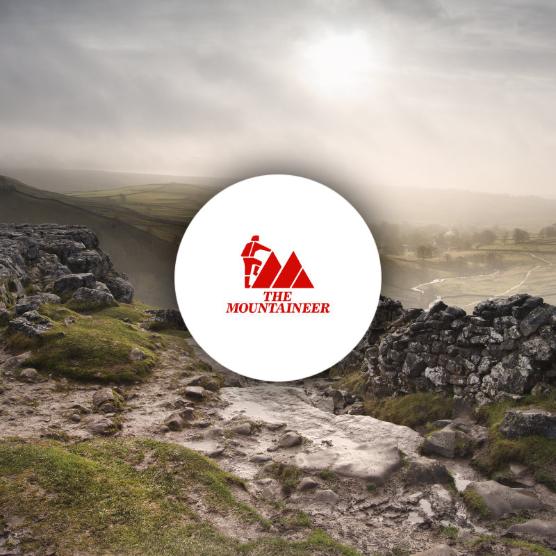 mountaineer logo on view from malham cove